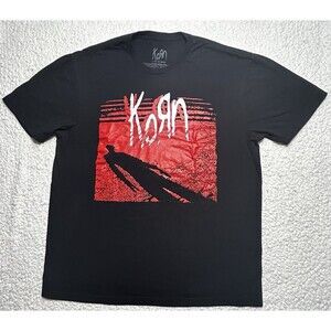 Korn Official Nu Metal Band Black Red White Big Logo Graphic T-Shirt Size L